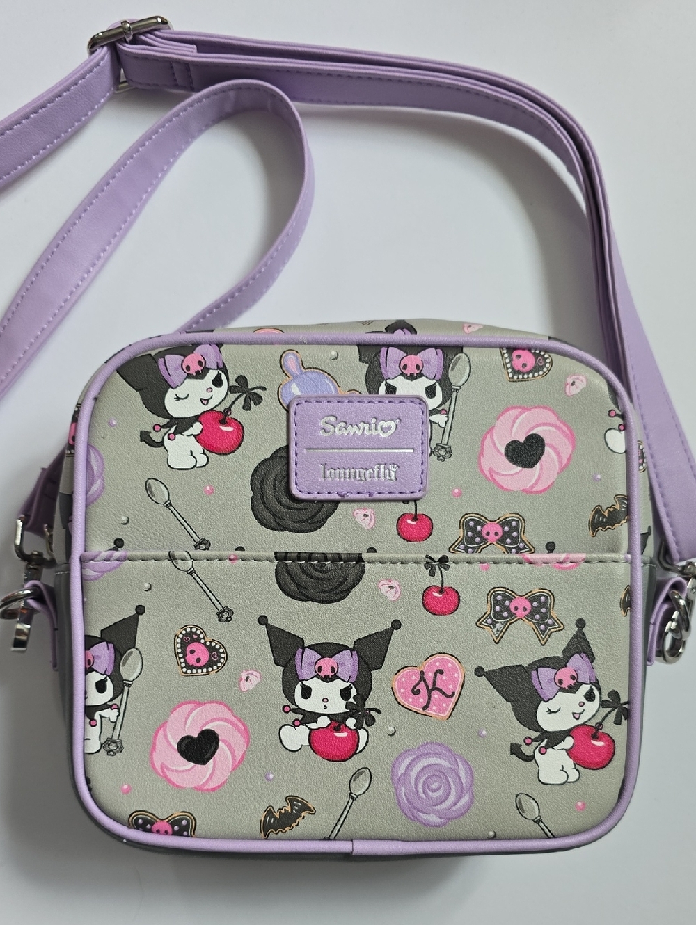 Loungefly Sanrio Kuromi Sweets Lavender and Gray Crossbody Bag Collab EUC